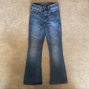 AE Hi-Rise Artist Flare dark wash jeans